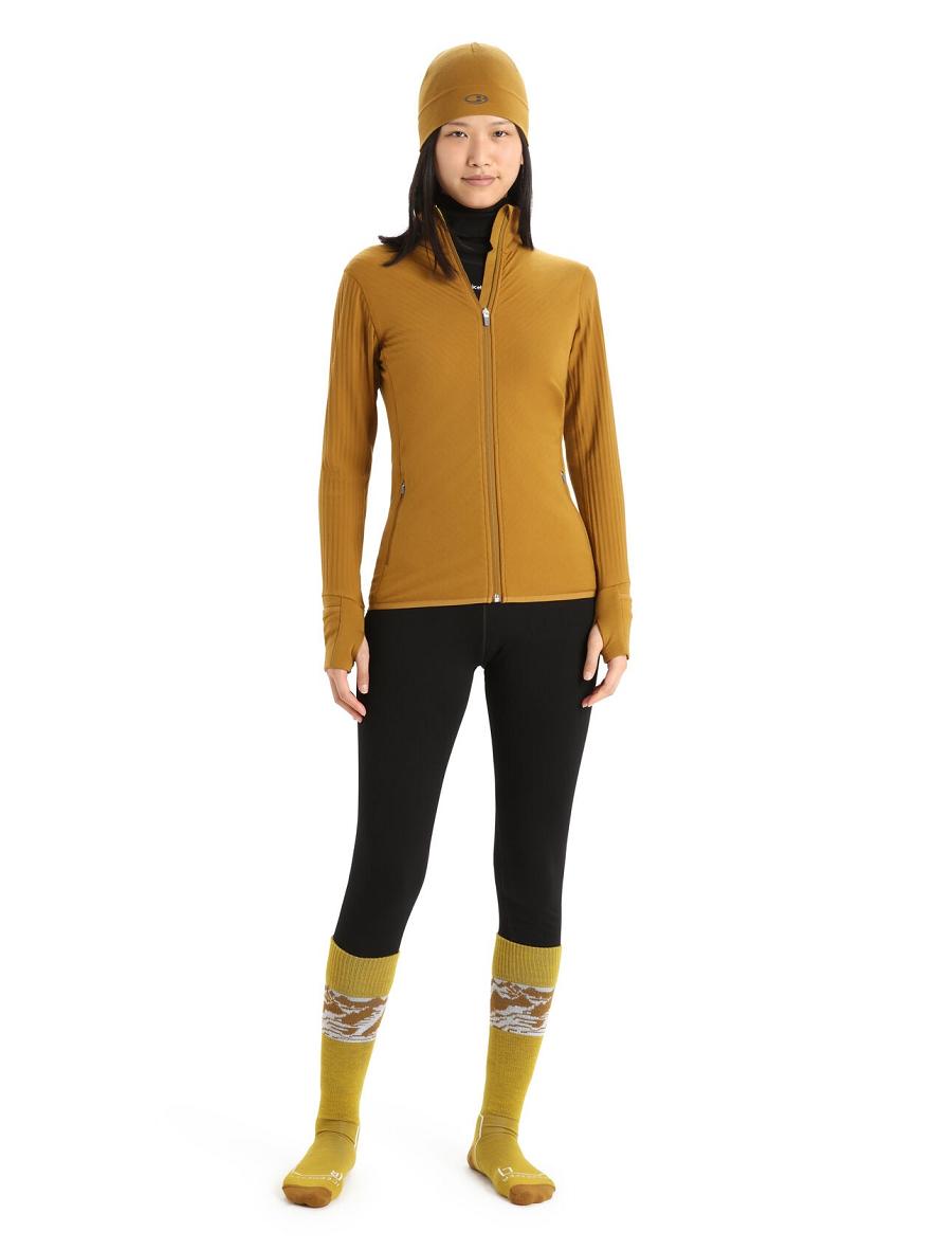 Kurtka Icebreaker RealFleece™ Merino Descender Long Sleeve Zip Damskie Brązowe | PL 1300HAPK